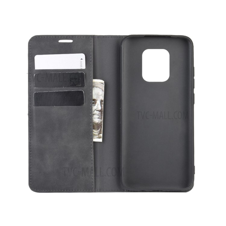 Silky Touch Auto-absorbed Wallet Leather Shell for Xiaomi Redmi 10X 5G/10X Pro 5G - Black-2