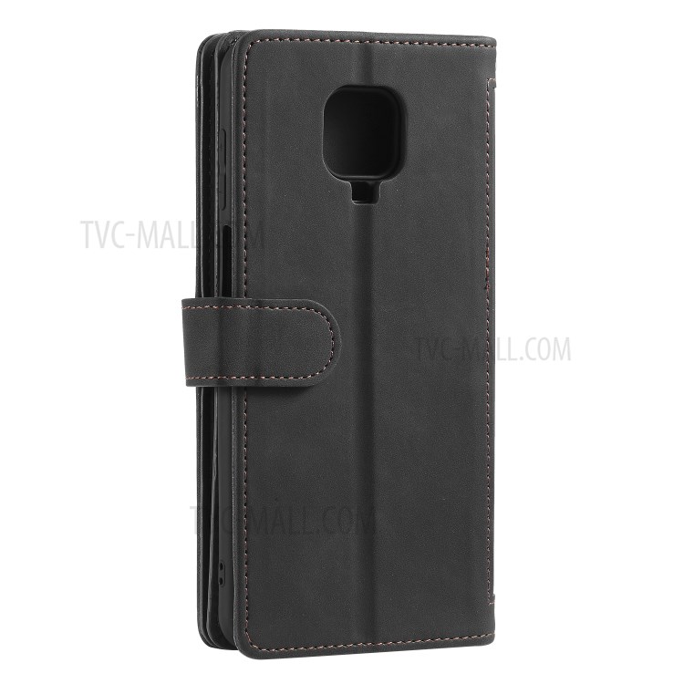 Zipper Pocket 9 Card Slots Leather Wallet Case for Xiaomi Redmi Note 9 Pro - Black-8