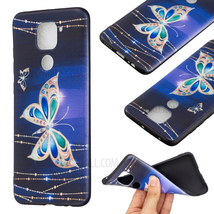 Printing Embossed TPU Phone Case for Xiaomi Redmi Note 9/Redmi 10X 4G - Colorized Butterfly-1