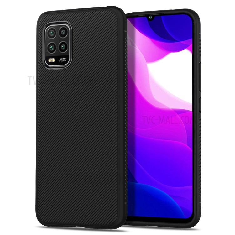 LENUO Twill Texture TPU Back Protector Cover for Xiaomi Mi 10 Lite 5G - Black-1