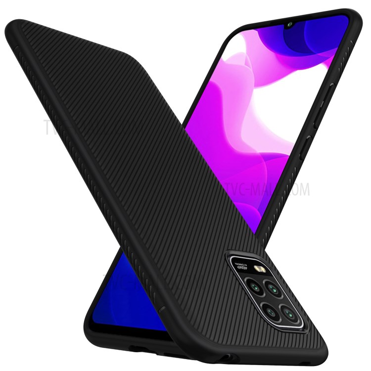 LENUO Sarja Textura TPU Tampa Traseira Protetor Para Xiaomi MI 10 Lite 5G - Preto-2