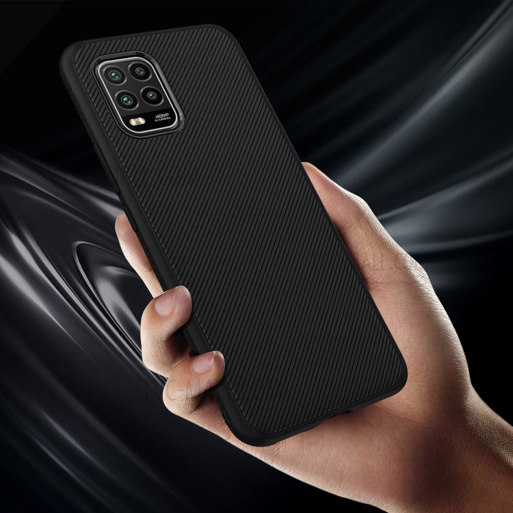 LENUO Sarja Textura TPU Tampa Traseira Protetor Para Xiaomi MI 10 Lite 5G - Preto-3