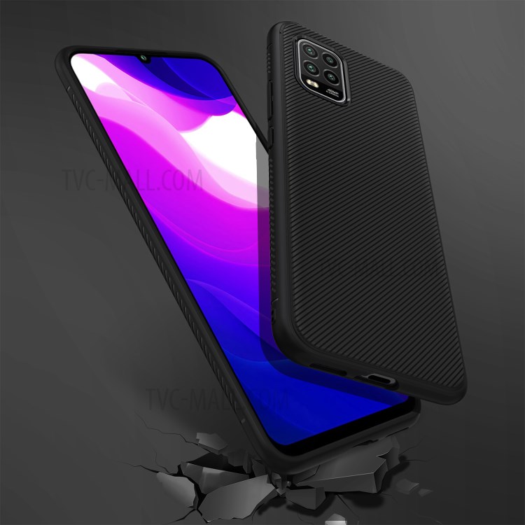 LENUO Twill Texture TPU Back Protector Cover for Xiaomi Mi 10 Lite 5G - Black-4