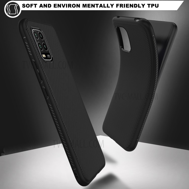 LENUO Twill Texture TPU Back Protector Cover for Xiaomi Mi 10 Lite 5G - Black-6