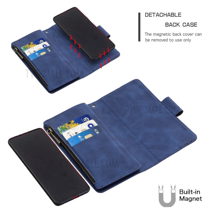 Zipper Pocket Detachable 2-in-1 Leather Wallet Stand Case for Xiaomi Redmi K20 Pro/Redmi K20/Mi 9T/Mi 9T Pro - Blue-2