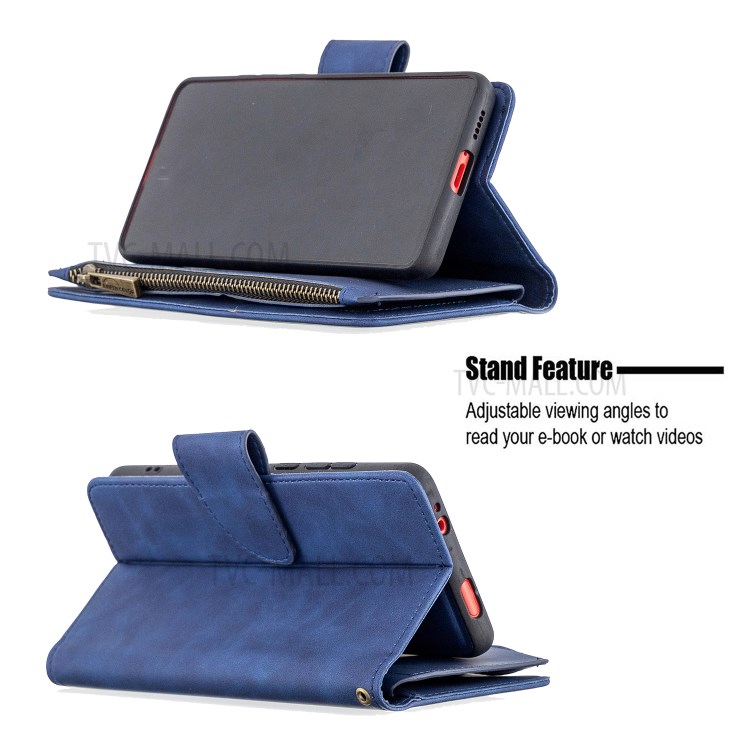 Zipper Pocket Detachable 2-in-1 Leather Wallet Stand Case for Xiaomi Redmi K20 Pro/Redmi K20/Mi 9T/Mi 9T Pro - Blue-6