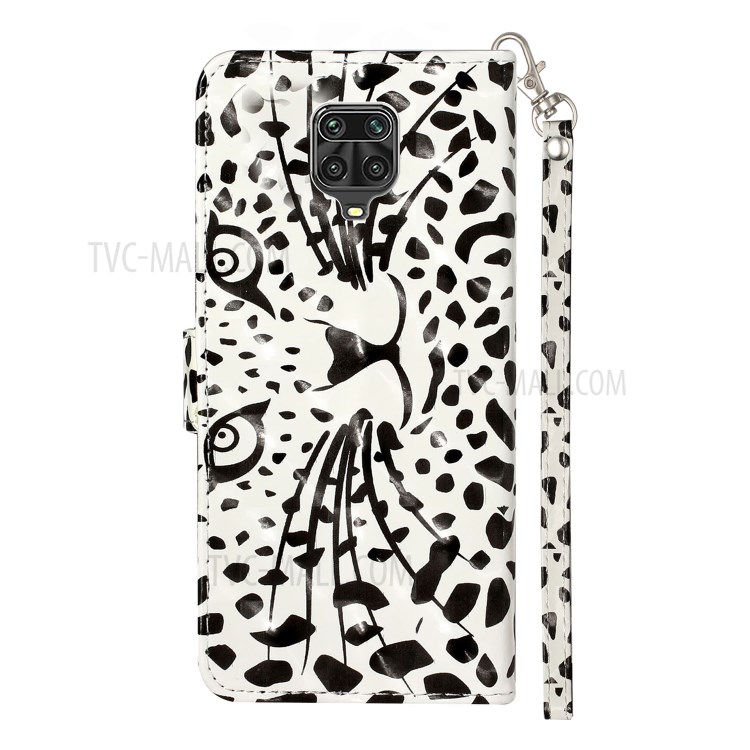 Light Spot Decor Printing Shell Wallet Stand Leather Case with Strap for Xiaomi Redmi Note 9 Pro/9 Pro Max/9S - Leopard-4