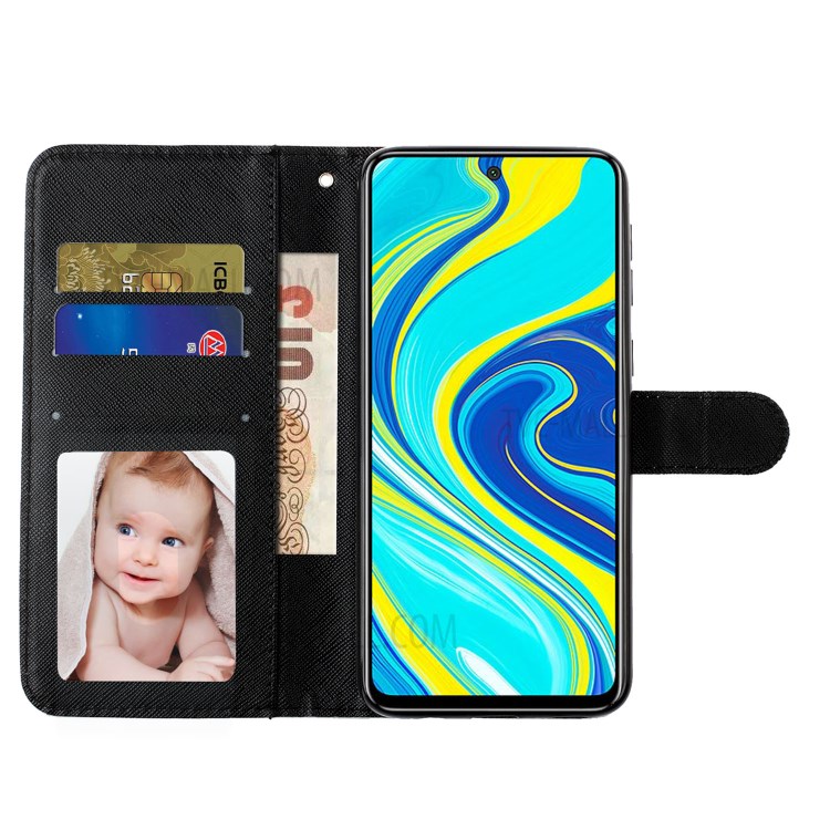 Light Spot Decor Printing Shell Wallet Stand Leather Case with Strap for Xiaomi Redmi Note 9 Pro/9 Pro Max/9S - Leopard-7