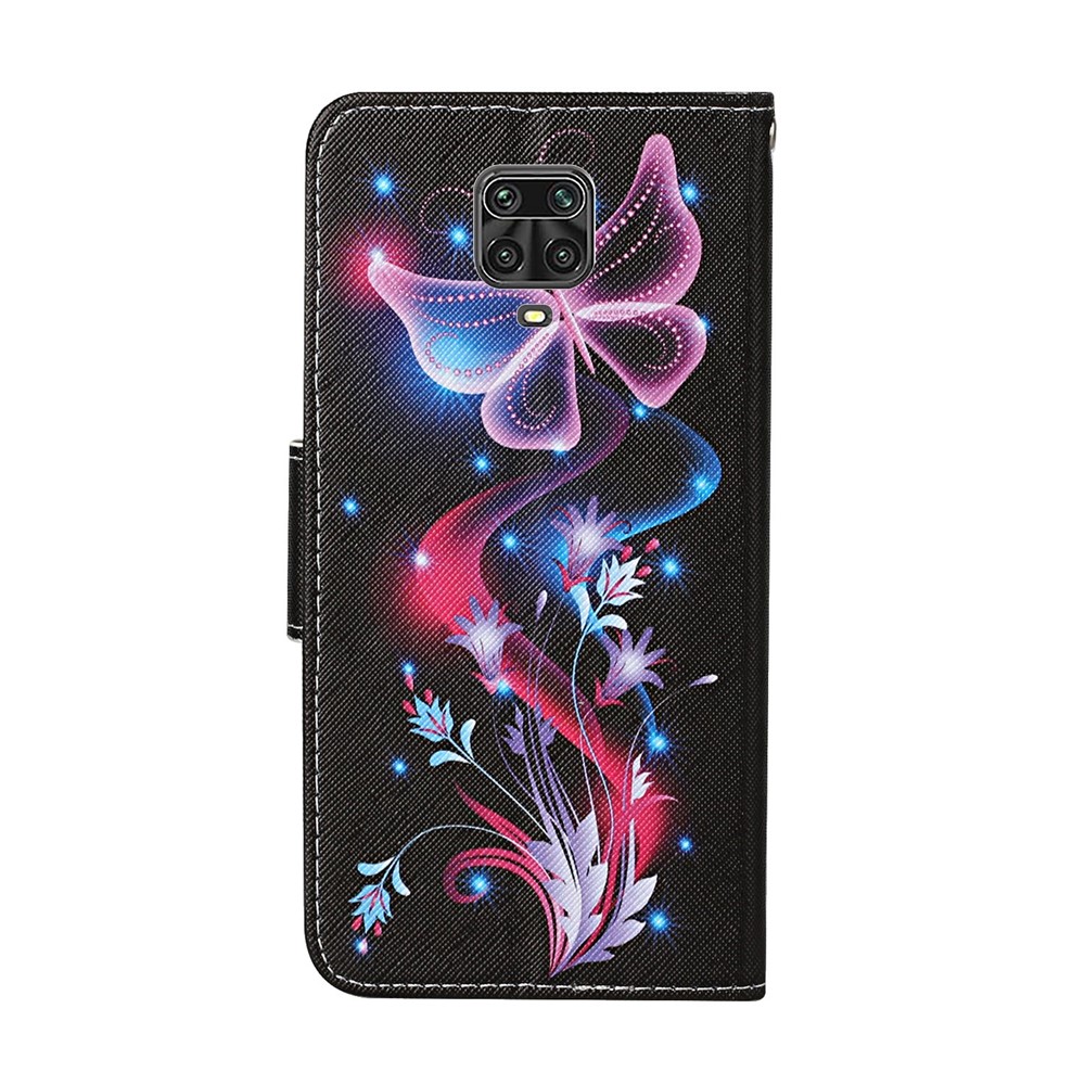 Motif Imprimement Flip Cuir Portefeuille Casse de Téléphone Pour Xiaomi Redmi Note 9 Pro - Papillon Magique