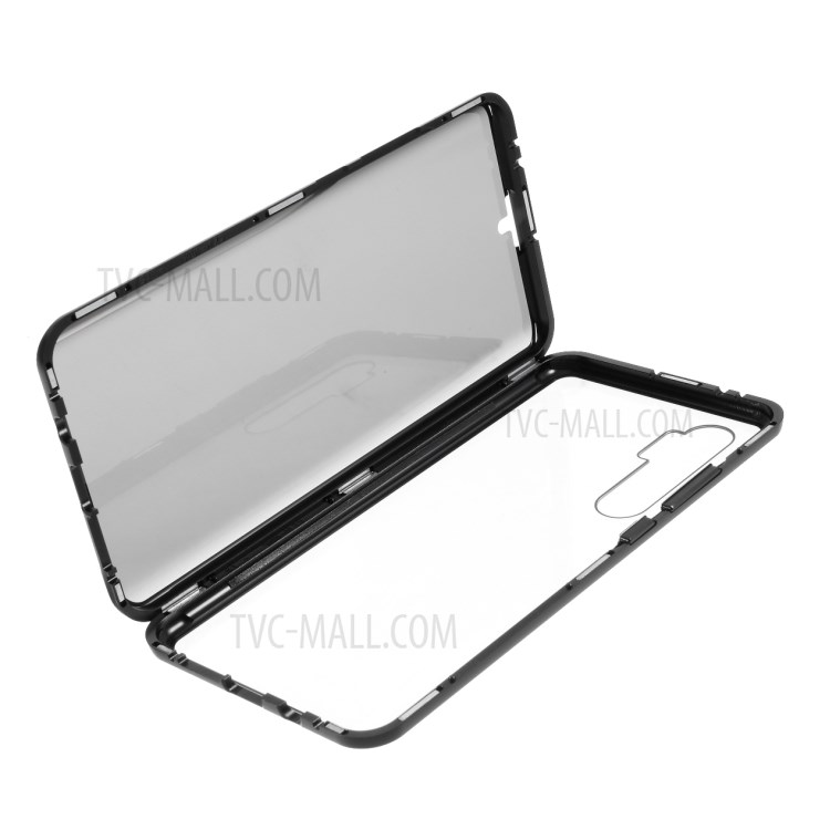 Detachable Magnetic Metal Frame + Double-sided Tempered Glass Anti-peep Cover Case for Xiaomi Mi Note 10 Lite - Black-1