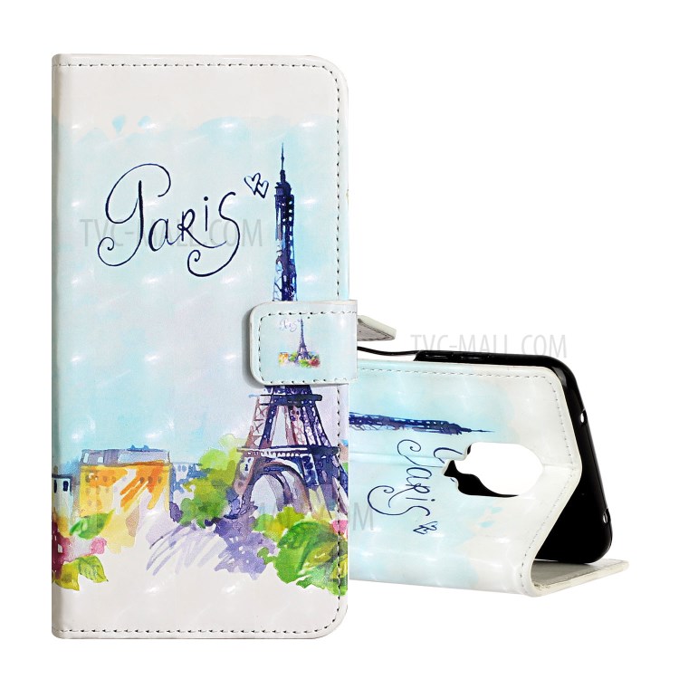 Light Spot Decor Patterned Leather Wallet Case with Stand for Xiaomi Redmi Note 9 Pro - Eiffel Tower-1