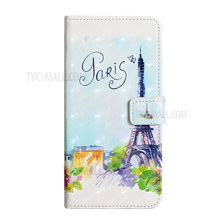 Light Spot Decor Patterned Leather Wallet Case with Stand for Xiaomi Redmi Note 9 Pro - Eiffel Tower-2