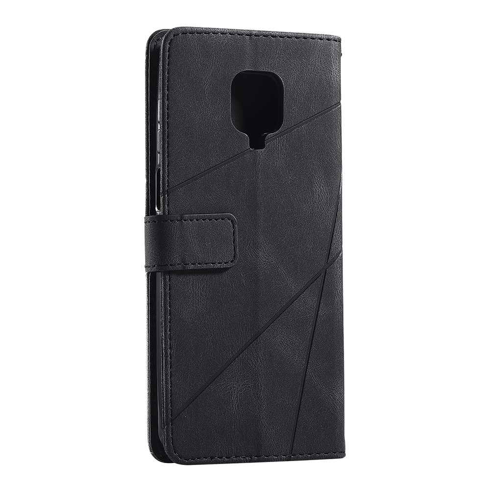 Color Blocking Stylish Design Leather Shell for Xiaomi Redmi Note 9S/Note 9 Pro/Note 9 Pro Max - Black-9