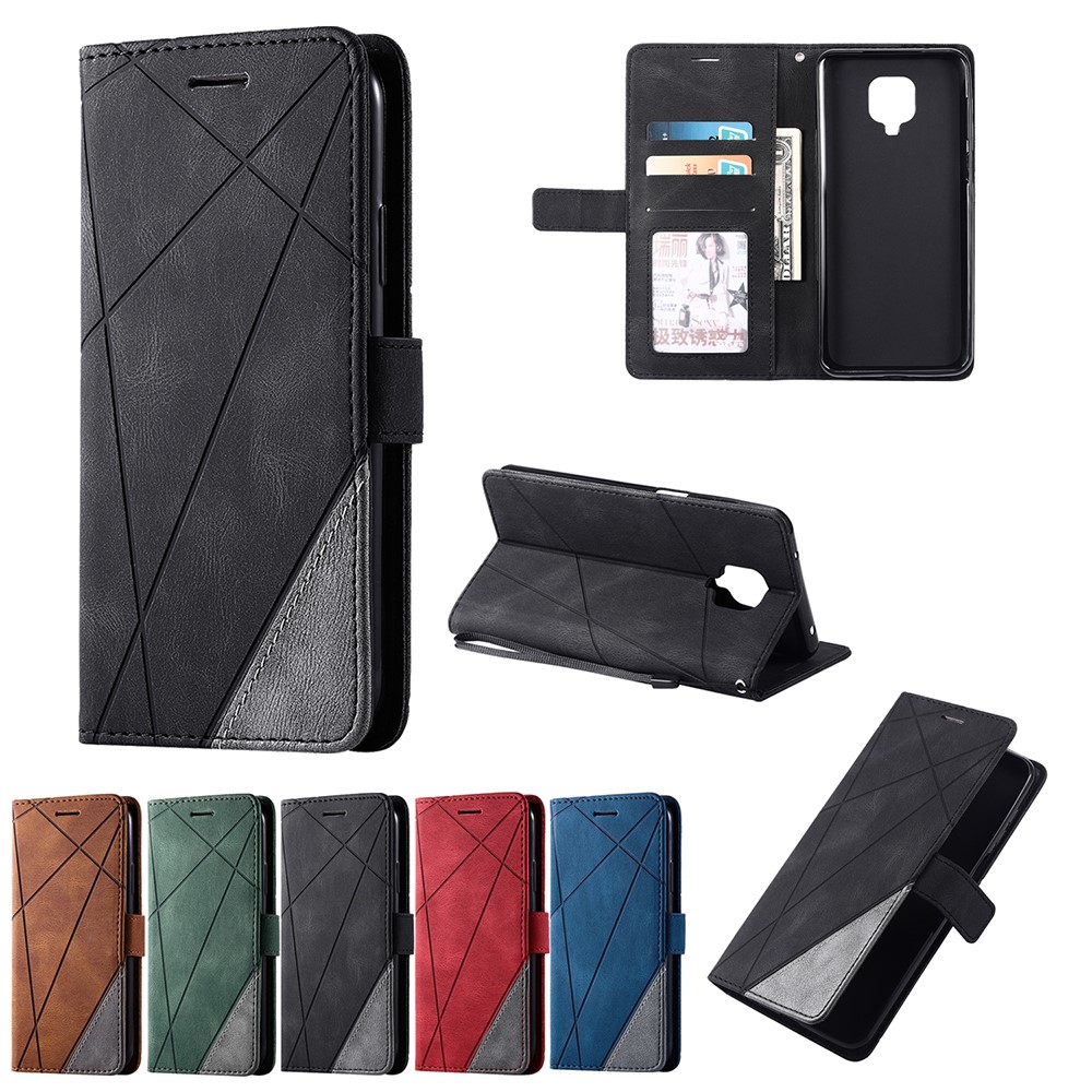 Color Blocking Stylish Design Leather Shell for Xiaomi Redmi Note 9S/Note 9 Pro/Note 9 Pro Max - Black-13