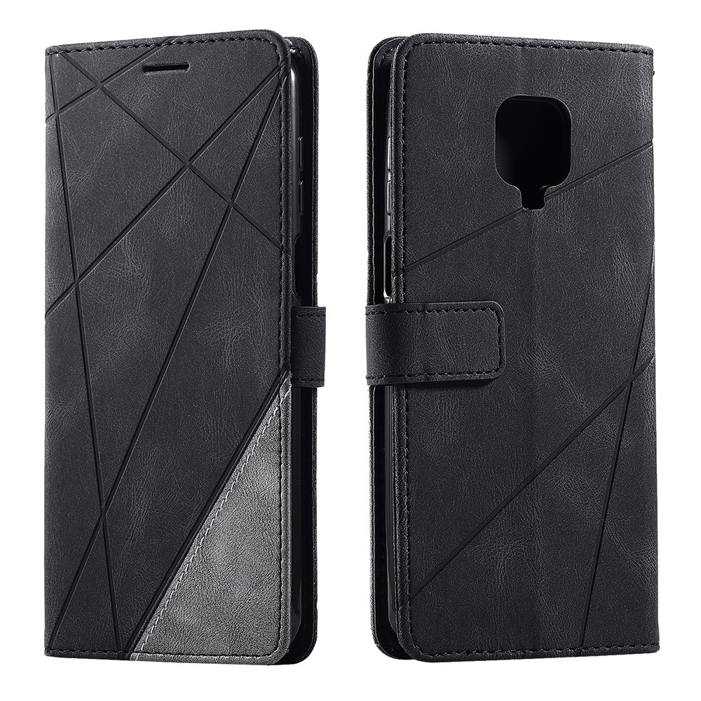 Color Blocking Stylish Design Leather Shell for Xiaomi Redmi Note 9S/Note 9 Pro/Note 9 Pro Max - Black-4