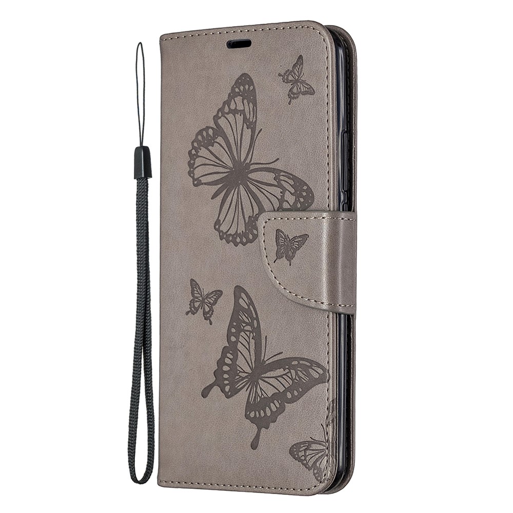 Imprint Butterflies Swellet Stand Flip Leather Phone Shell Для Xiaomi Redmi 9 - Серый