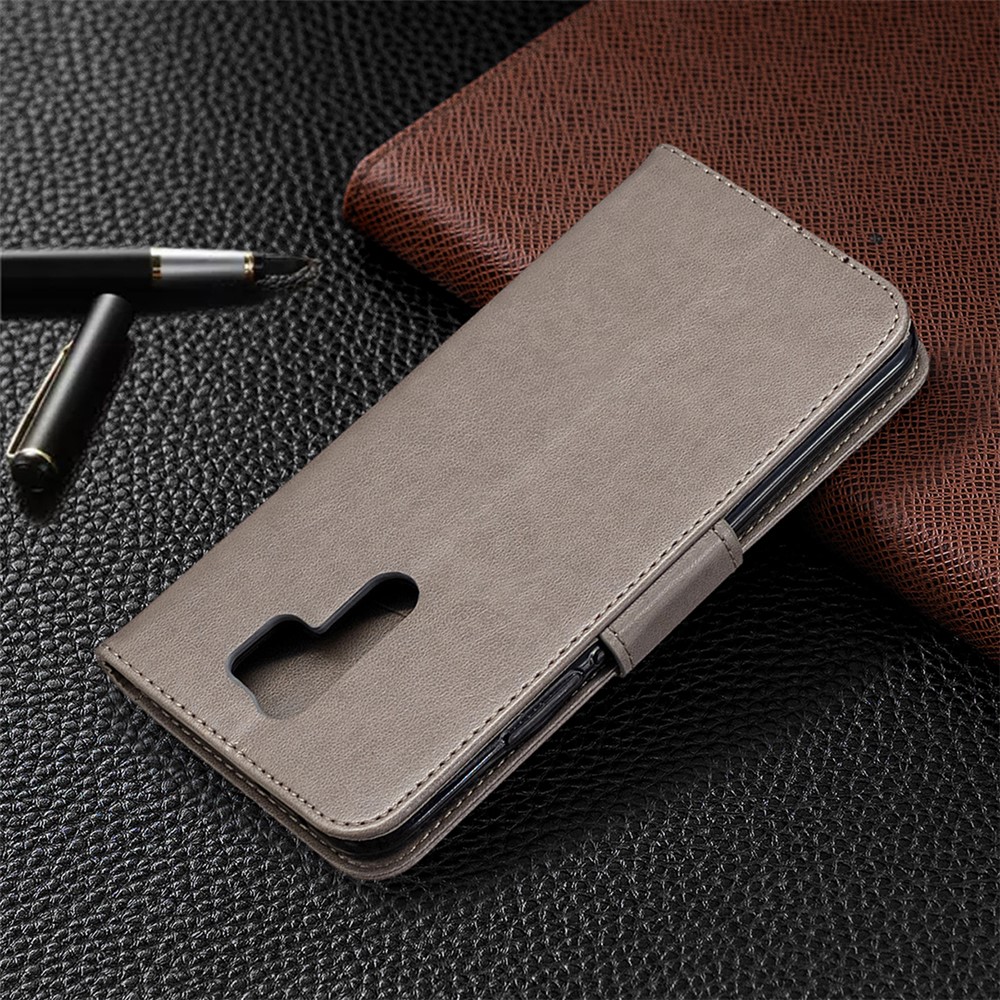 Imprint Butterflies Wallet Stand Flip Leather Phone Shell for Xiaomi Redmi 9 - Grey-8