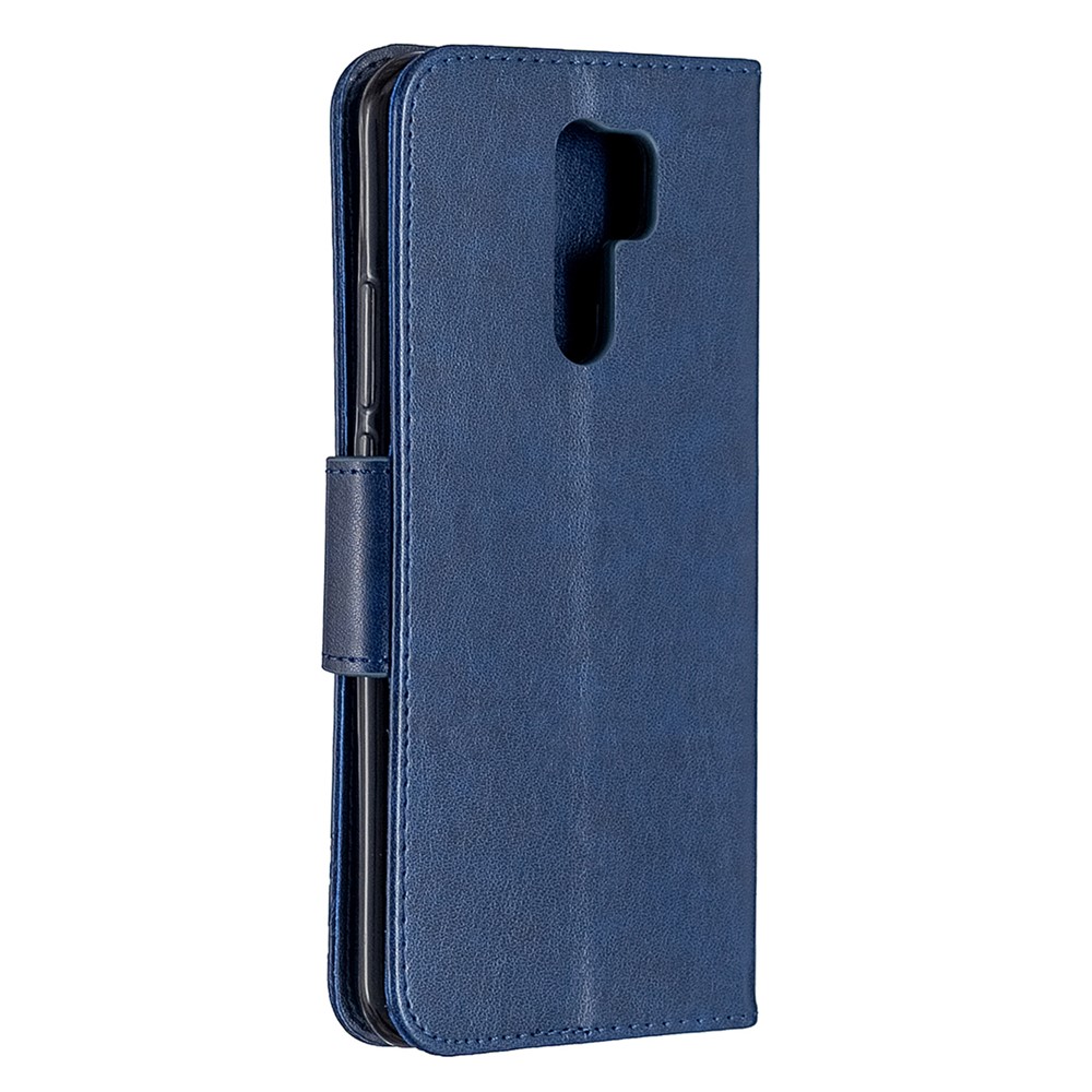 Imprint Butterflies Wallet Stand Flip Leather Phone Shell for Xiaomi Redmi 9 - Dark Blue-3