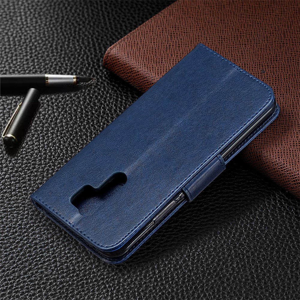 Imprint Butterflies Wallet Stand Flip Leather Phone Shell for Xiaomi Redmi 9 - Dark Blue-8