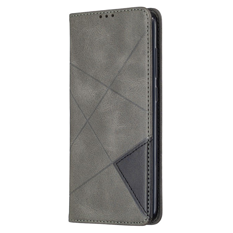 Shell Couro Pele Geométrica Para Xiaomi Nota Redmi 9 / Redmi 10X 4G - Cinzento-2