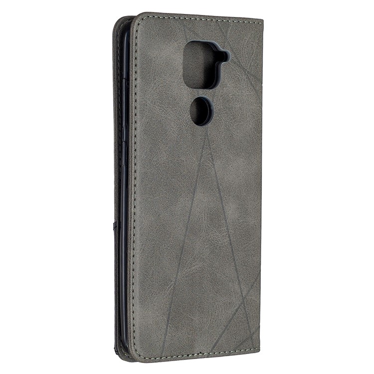 Shell Couro Pele Geométrica Para Xiaomi Nota Redmi 9 / Redmi 10X 4G - Cinzento-3