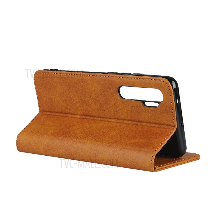 Auto-absorbed Leather Stylish Unique Case for Xiaomi Mi Note 10 Lite - Brown-5