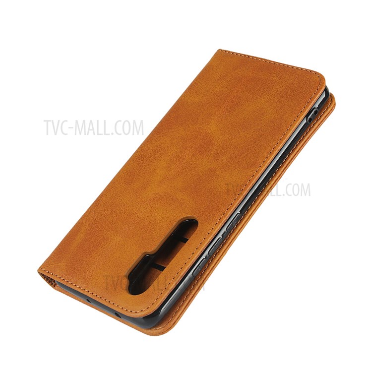 Auto-absorbed Leather Stylish Unique Case for Xiaomi Mi Note 10 Lite - Brown-6