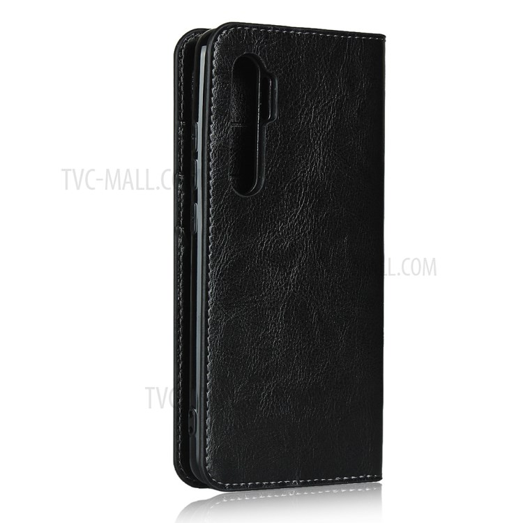 Crazy Horse Skin Genuine Leather Shell for Xiaomi Mi Note 10 Lite - Black-3