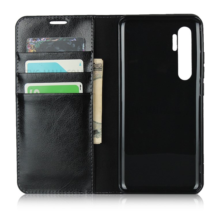 Crazy Horse Skin Genuine Leather Shell for Xiaomi Mi Note 10 Lite - Black-4