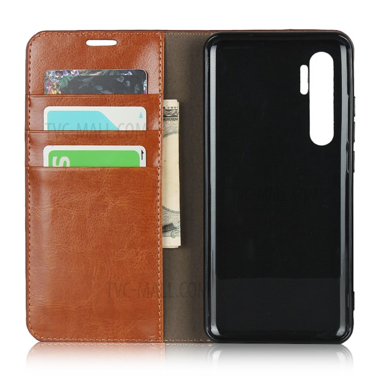 Crazy Horse Skin Genuine Leather Shell for Xiaomi Mi Note 10 Lite - Brown-4