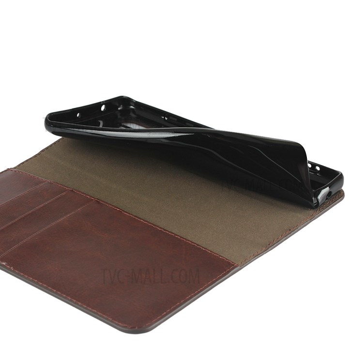 Crazy Horse Skin Genuine Leather Shell for Xiaomi Mi Note 10 Lite - Coffee-7