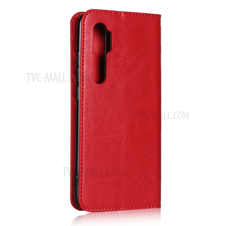 Crazy Horse Skin Genuine Leather Shell for Xiaomi Mi Note 10 Lite - Red-3