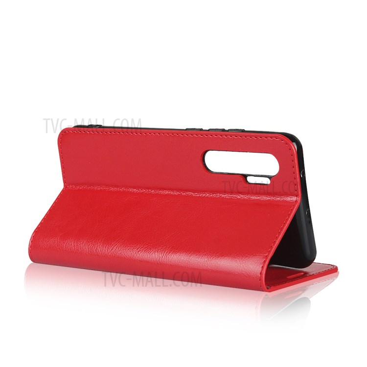 Crazy Horse Skin Genuine Leather Shell for Xiaomi Mi Note 10 Lite - Red-5