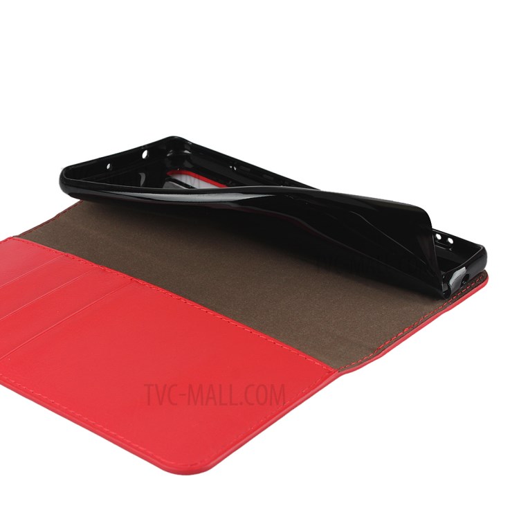 Crazy Horse Skin Genuine Leather Shell for Xiaomi Mi Note 10 Lite - Red-7
