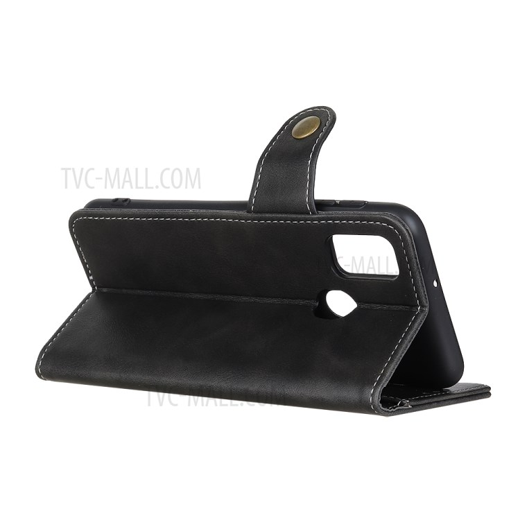 S Shape Textured Leather Cover Wallet Stand Shell for Xiaomi Redmi 9C - Black-4