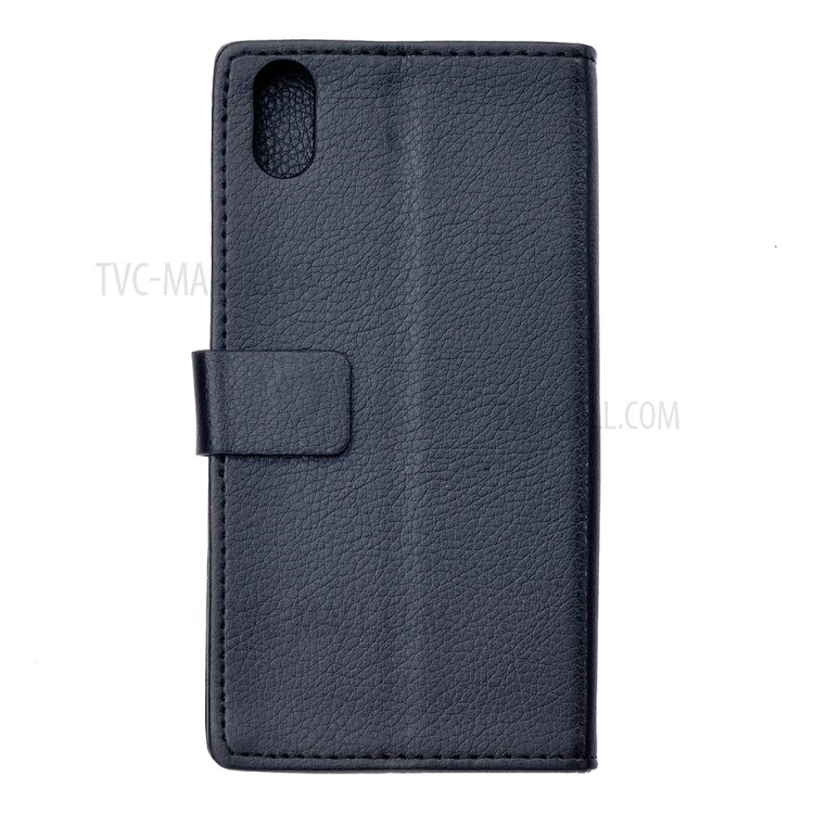 Litchi Skin Cover with Wallet Leather Case for Xiaomi Redmi 9A - Black-3