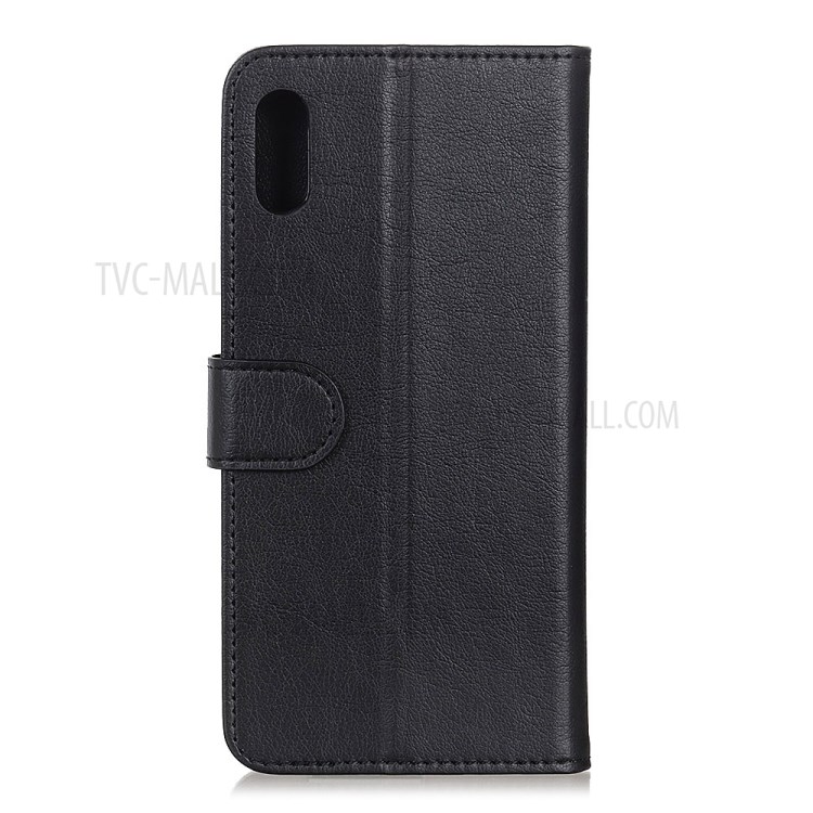 Litchi Skin Leather Unique Shell with Stand Case for Xiaomi Redmi 9A - Black-3