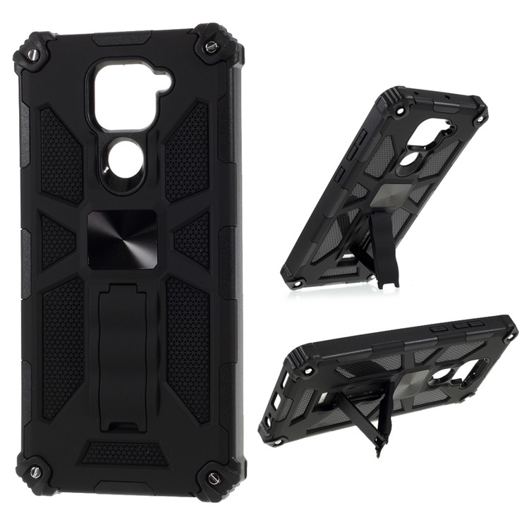Kickstand Armor Dropproof PC TPU Cover Shell with Magnetic Metal Sheet for Xiaomi Redmi Note 9/10X 4G - Black-1