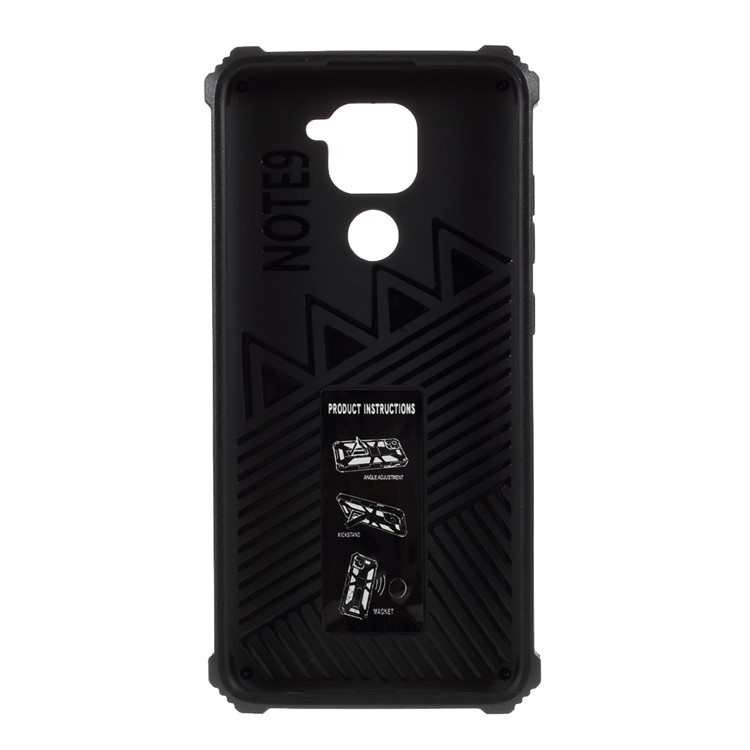 Kickstand Armor Dropproof PC TPU Cover Shell with Magnetic Metal Sheet for Xiaomi Redmi Note 9/10X 4G - Black-2