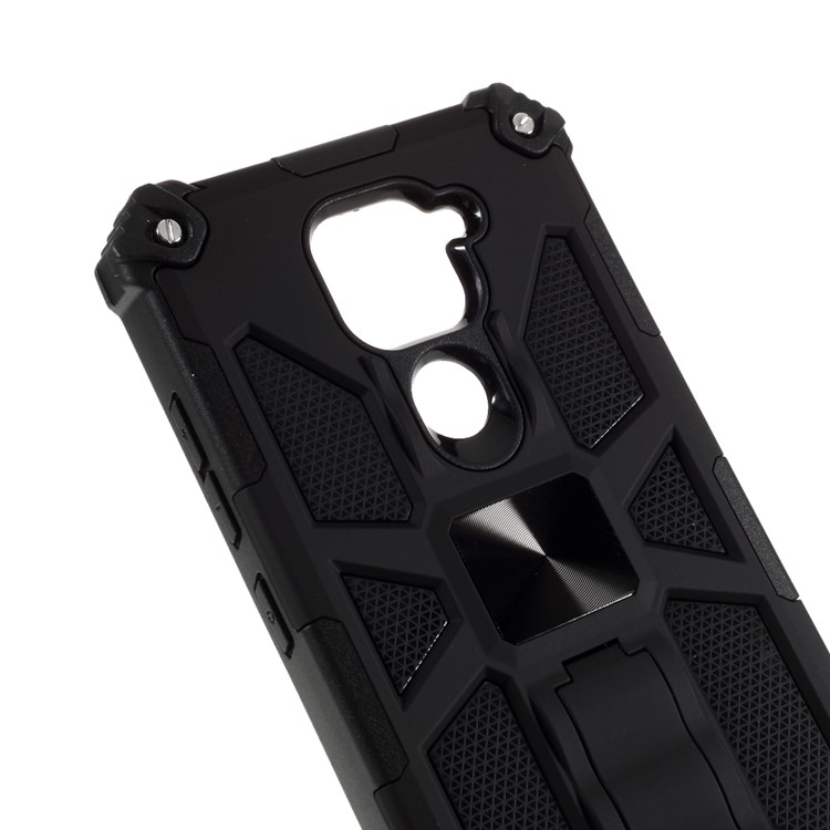 Kickstand Armor Dropproof PC TPU Cover Shell with Magnetic Metal Sheet for Xiaomi Redmi Note 9/10X 4G - Black-3