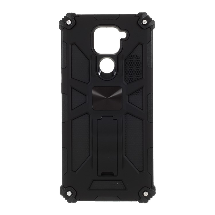 Kickstand Armor Dropproof PC TPU Cover Shell with Magnetic Metal Sheet for Xiaomi Redmi Note 9/10X 4G - Black-7