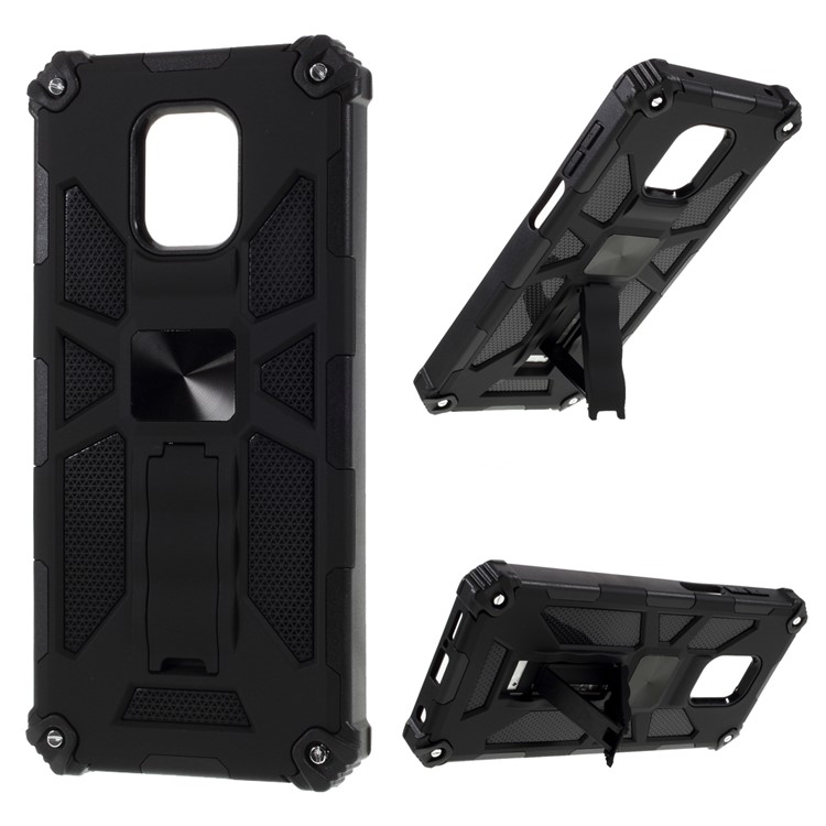 Kickstand Armor Dropproof PC TPU Shell Case with Magnetic Metal Sheet for Xiaomi Redmi Note 9 Pro/9 Pro Max/9S - Black-1