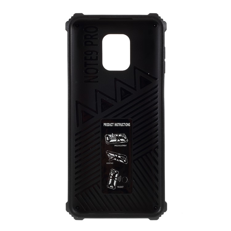Kickstand Armor Dropproof PC TPU Shell Case with Magnetic Metal Sheet for Xiaomi Redmi Note 9 Pro/9 Pro Max/9S - Black-2
