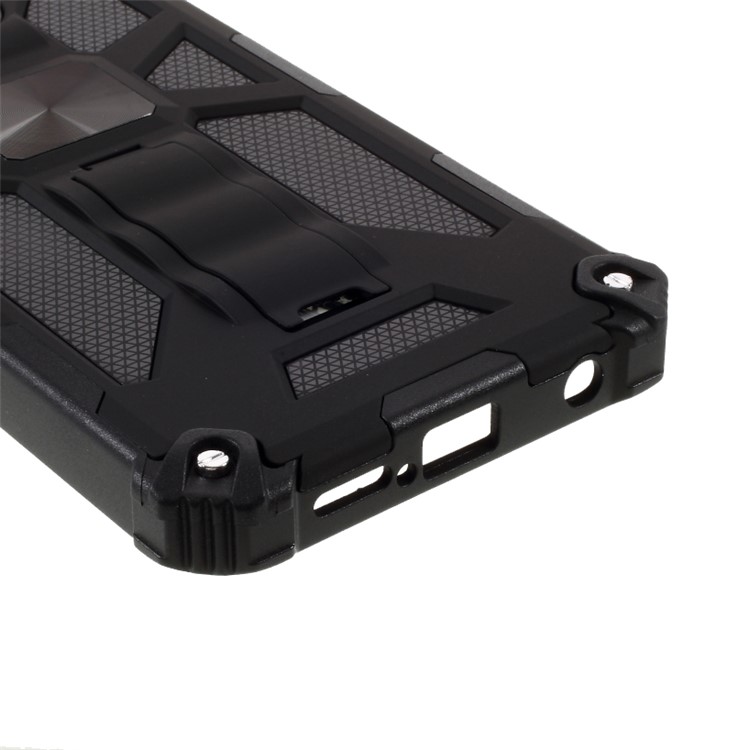Kickstand Armor Dropproof PC TPU Shell Case with Magnetic Metal Sheet for Xiaomi Redmi Note 9 Pro/9 Pro Max/9S - Black-5