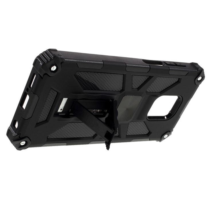 Kickstand Armor Dropproof PC TPU Shell Case with Magnetic Metal Sheet for Xiaomi Redmi Note 9 Pro/9 Pro Max/9S - Black-8