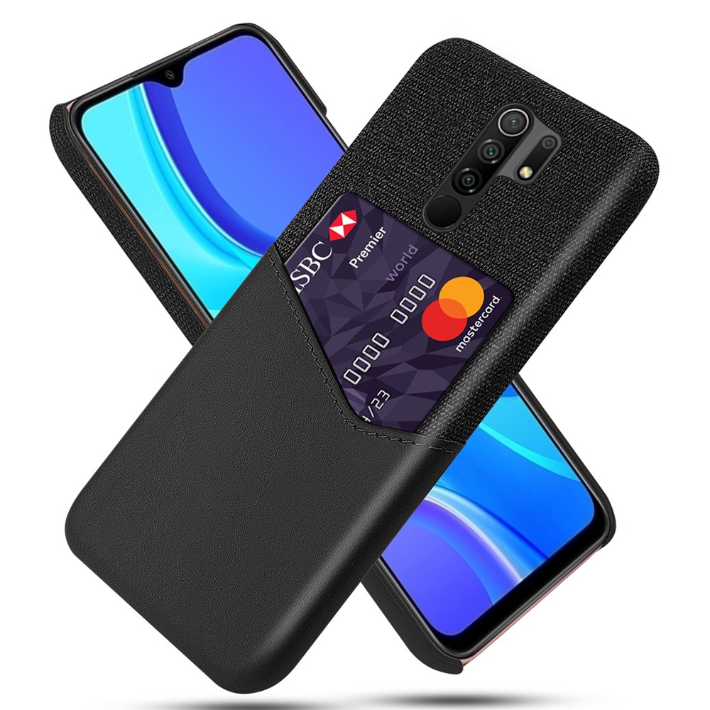 Cloth + PU Leather Coated PC Cover for Xiaomi Redmi 9 - Black-1