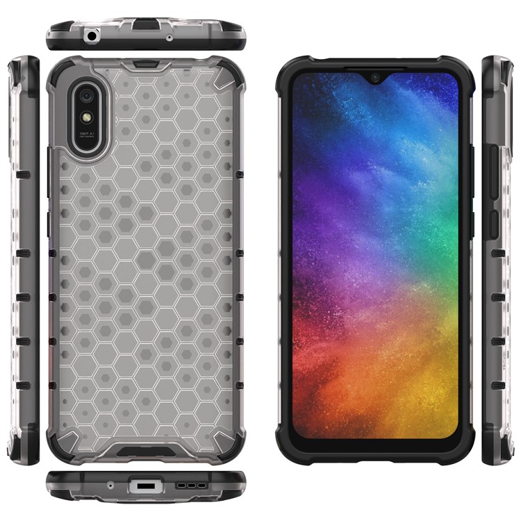 Honeycomb Pattern Shock-proof TPU + PC Combo Case for Xiaomi Redmi 9A - White-11