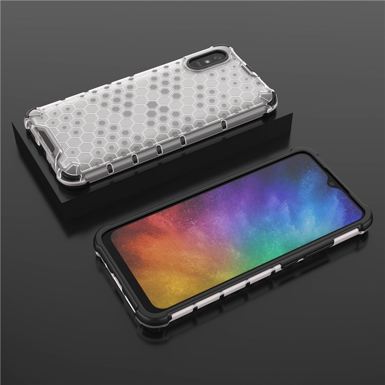 Honeycomb Pattern Shock-proof TPU + PC Combo Case for Xiaomi Redmi 9A - White-13