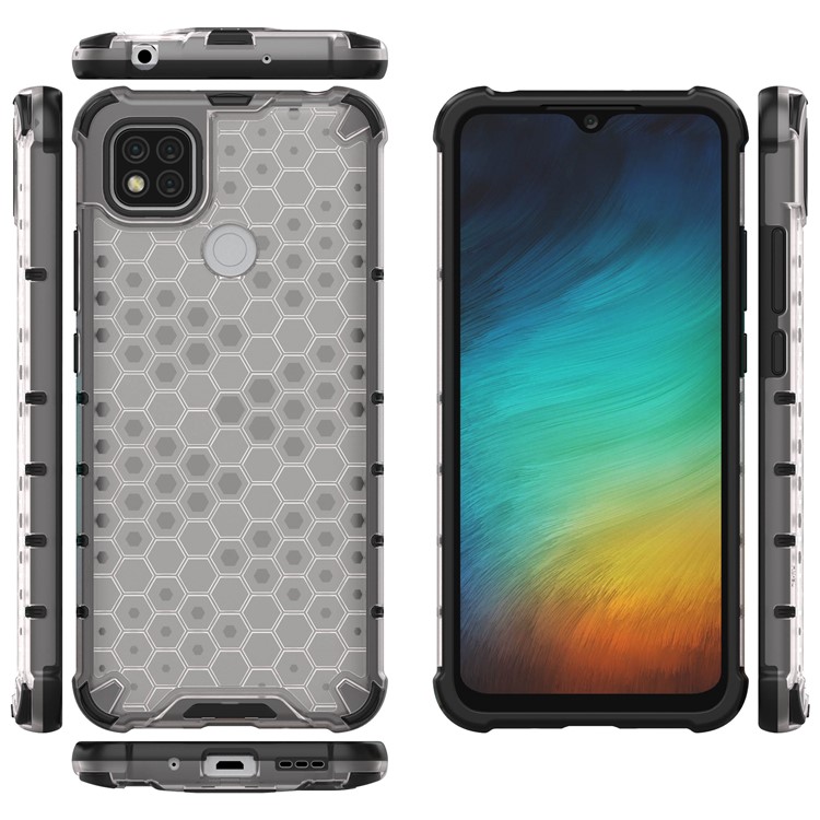 Case Hybride TPU + PC à L'épreuve Des Chocs en Nid D'abeille Pour Xiaomi Redmi 9c / 9c NFC - Blanche