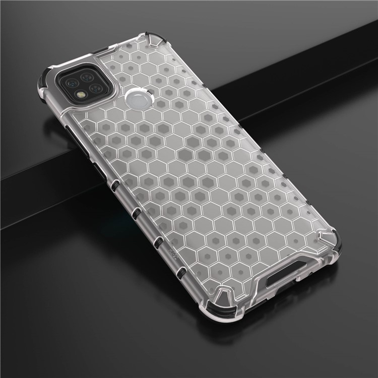 Case Hybride TPU + PC à L'épreuve Des Chocs en Nid D'abeille Pour Xiaomi Redmi 9c / 9c NFC - Blanche